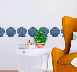Autocollant Decor Bordure de tons bleus coquillage precio