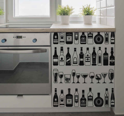 Sticker Deco Meuble Ensemble de bouteilles precio