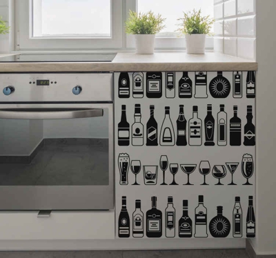 Sticker Deco Meuble Ensemble de bouteilles
