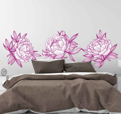 Sticker Mural Fleur Contour rose pivoine características