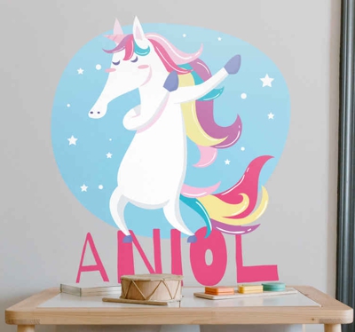 Autocollant Personnalisé Tamponner la licorne avec son nom