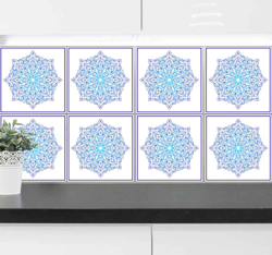 Autocollant Carrelage Mandala bleu delfts características