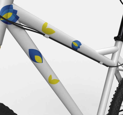 Autocollant Velo Fleurs bleues délicates