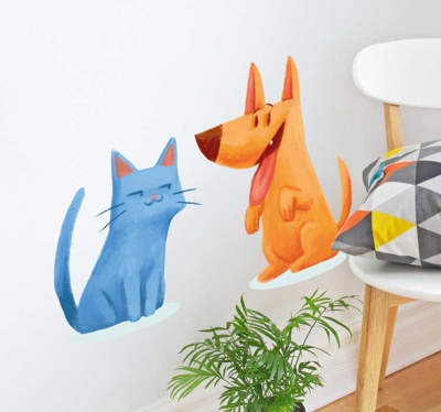 sticker chien et chat amis