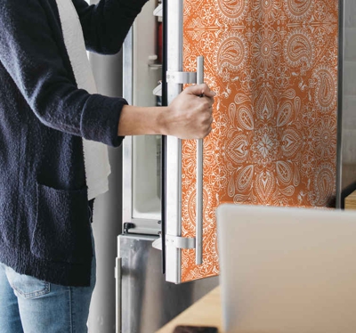 Sticker pour frigo paisley orange