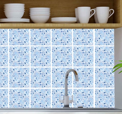 Autocollant Carrelage Delfts bleu paisley