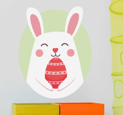 Sticker lapin pâques heureux