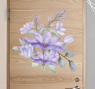 Sticker de Porte Fleurs pourpres