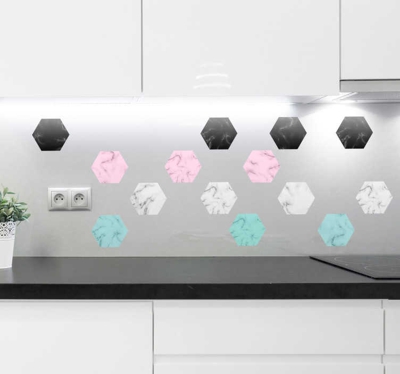 Sticker Maison Motif de Marbre Hexagonal