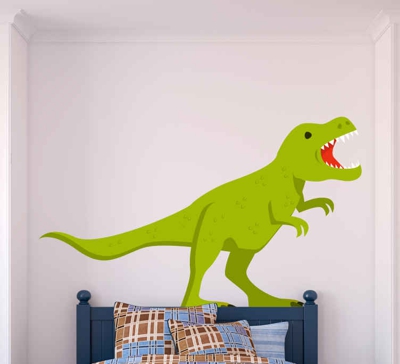 Sticker de Porte Dinosaure vert rugissant