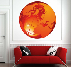 Sticker globe terrestre rouge en oferta