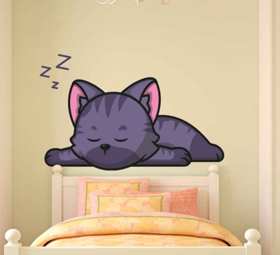 Sticker chat Illustration d'icône de dessin animé mignon chat end