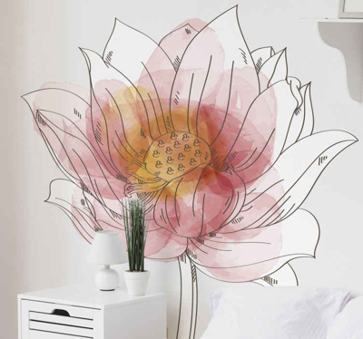 Sticker Mural Fleur Aquarelle de lotus lilly