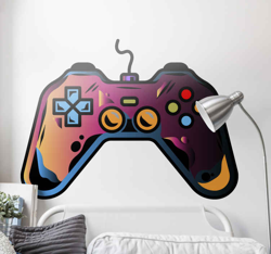 Sticker Mural Jeu Video Contrôleur de jeu coloré au néon características