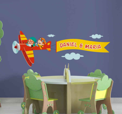 Sticker Mural Illustration Heureux enfant volant nom en oferta