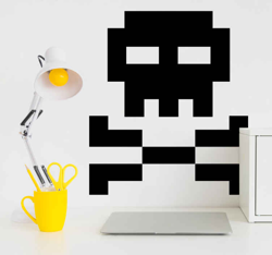 Sticker crâne et os pixel características