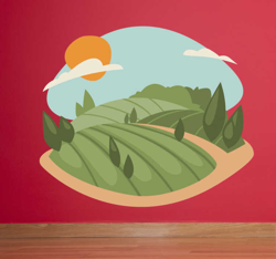 Sticker enfant illustration champs precio