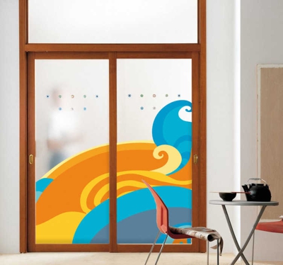 Autocollant mural vagues abstraites