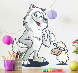 Sticker Animal Sauvage Loup étreignant un mouton en oferta