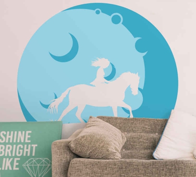 Sticker Mural Personalisé Cheval fille