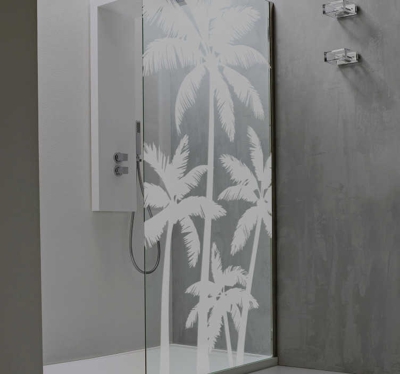 Sticker Salle de Bain Palmiers pour Paroi Douche