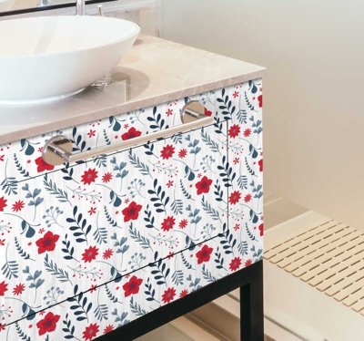 Meubles de salle de bain autocollant fleur