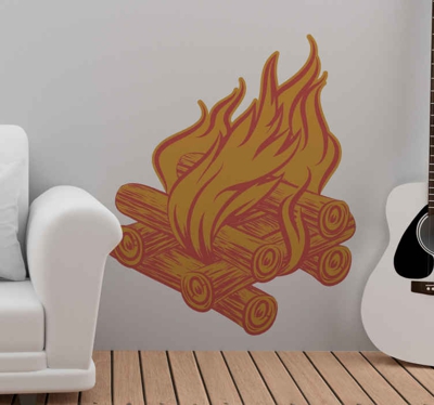 Sticker Mural Objet Cheminée à bois