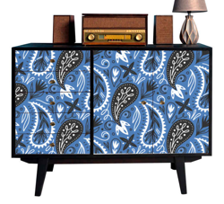 Sticker Deco Meuble Motifs blancs et bleus en oferta