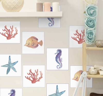 Sticker Salle de Bain animaux de la mer