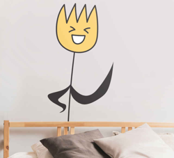 Sticker de Porte Fleur blanche souriante et agitant características