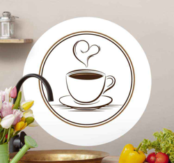 Sticker Mural élégante tasse de café avec coeur en oferta