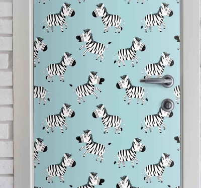 Sticker de Porte Mignon zèbre pour les enfants