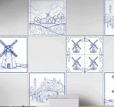 Autocollant Carrelage Delfts bleu avec différents designs