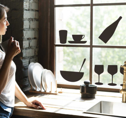 Sticker Ustensile de Cuisine silhouette verres simples en oferta