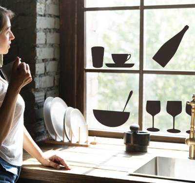 Sticker Ustensile de Cuisine silhouette verres simples