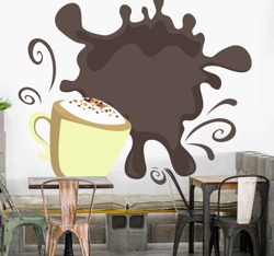 Autocollant Boisson Tasse de fond avec une tache de café precio