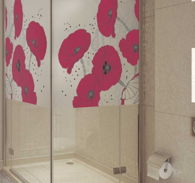 Sticker pour Paroi de Douche Fleurs translucides