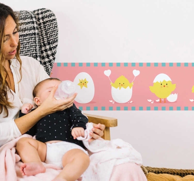 Sticker Maison Frise Poussin Jaune