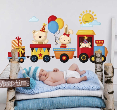 Sticker Chambre Enfant Train d'animaux