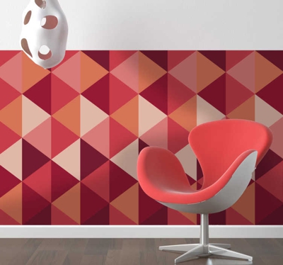 Sticker frise triangle tons rouges