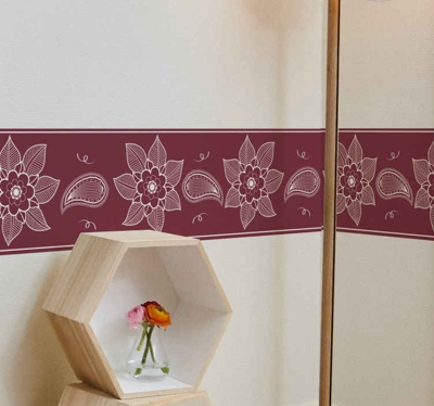 Sticker frise fleurs paisley