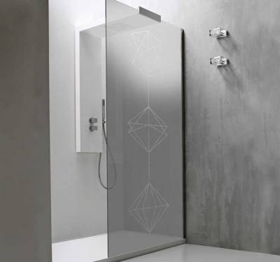 Sticker paroi douche motifs géométriques