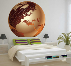 Autocollant globe doré Europe en oferta