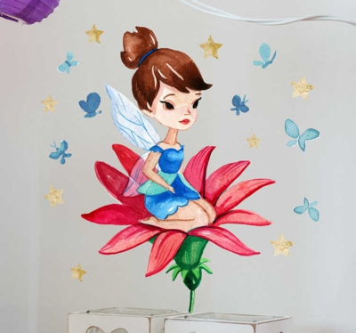Sticker enfant fleur rouge