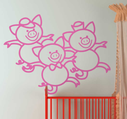 Sticker trois petits cochons características