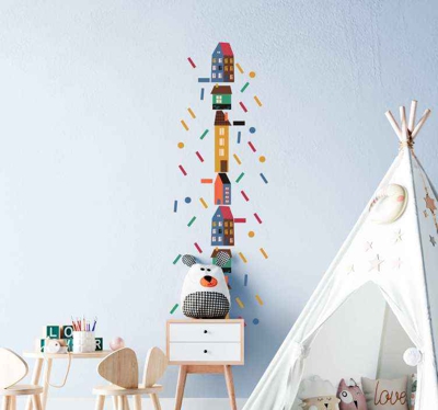 Autocollant Toise Graphique avec des confettis