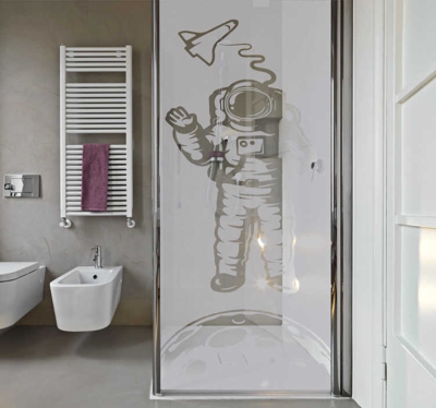 Sticker paroi de douche astronaute