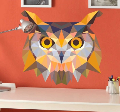 Sticker hibou géométrique