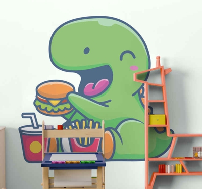 Stickers Dinosaure mangeant de la nourriture