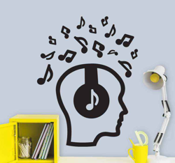 Autocollant DJ La tête pleine de musique en oferta
